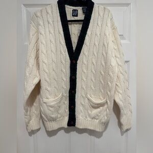 Vintage GAP Ivory Cable Knit Cardigan Sweater